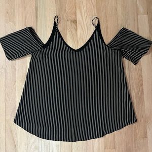 Off the shoulder striped shirt